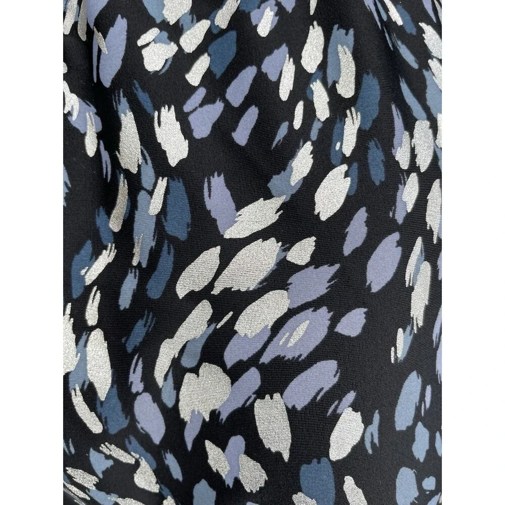 One Piece Swimsuit Sz 14 High Neck Tummy Control Shimmer Print Black Blue Resort